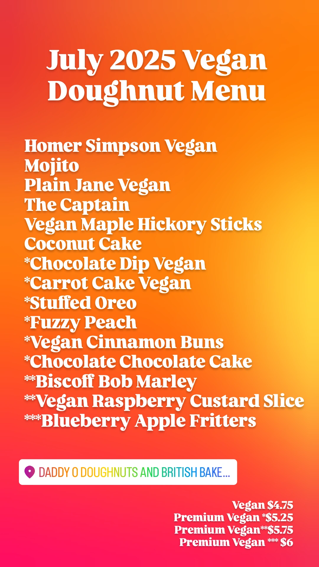 Veggie Menu