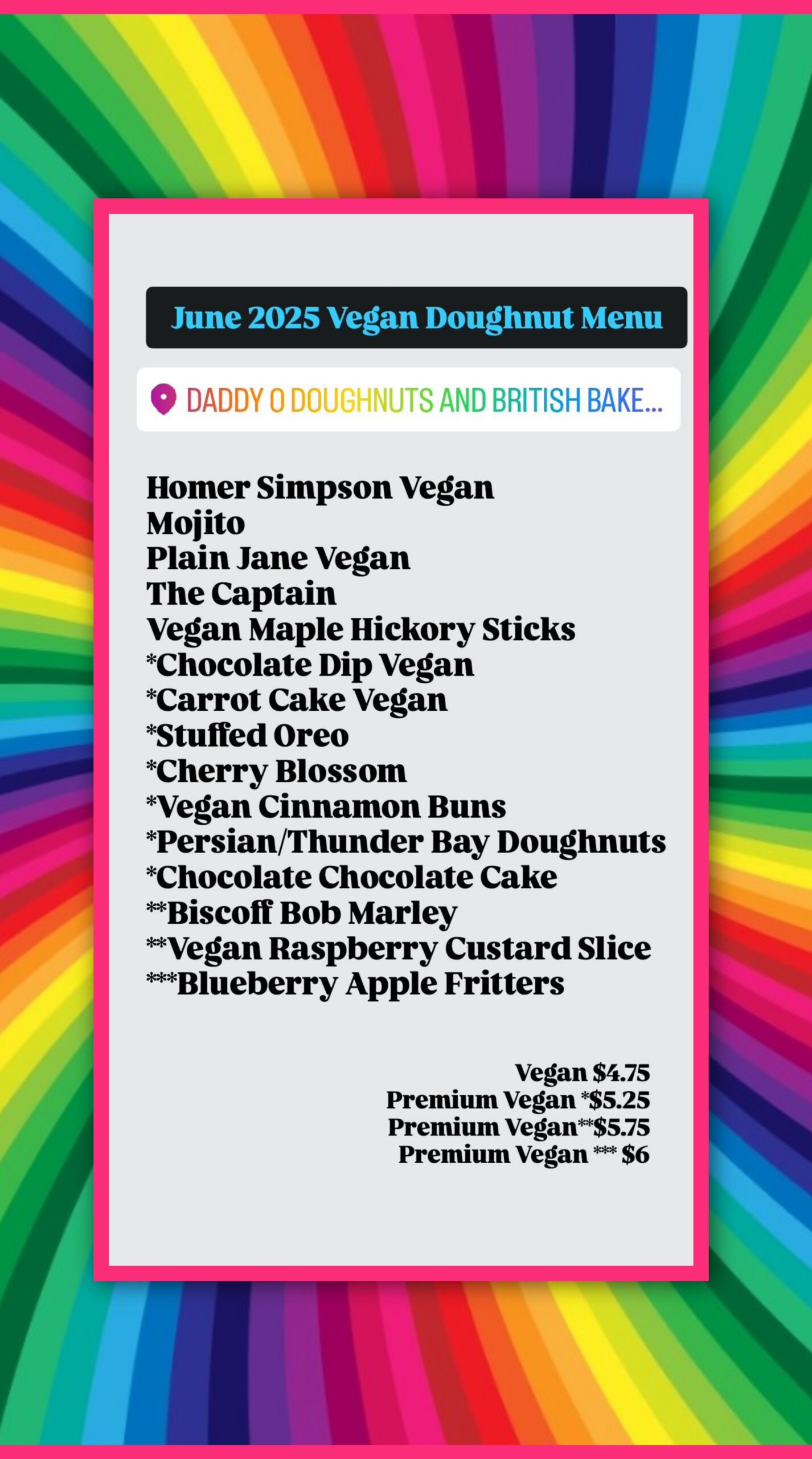 Veggie Menu