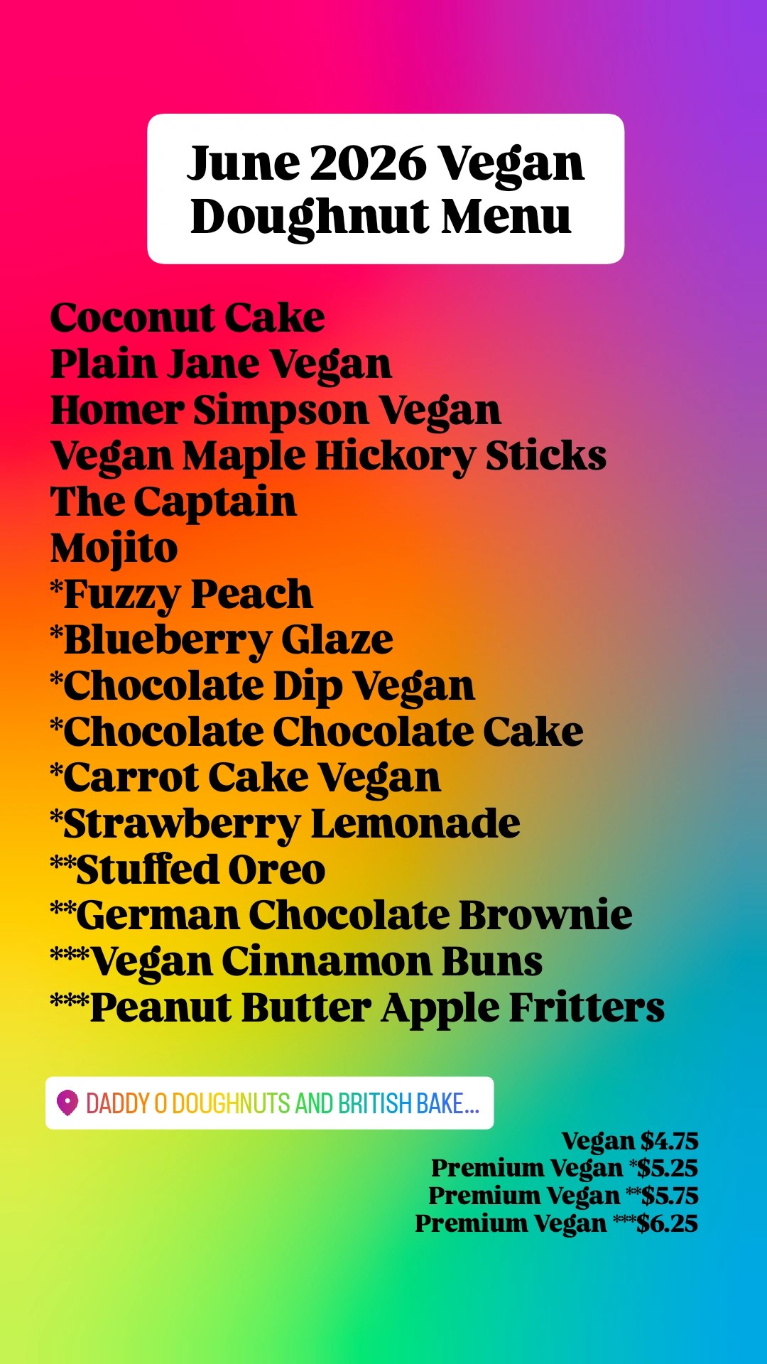 Veggie Menu