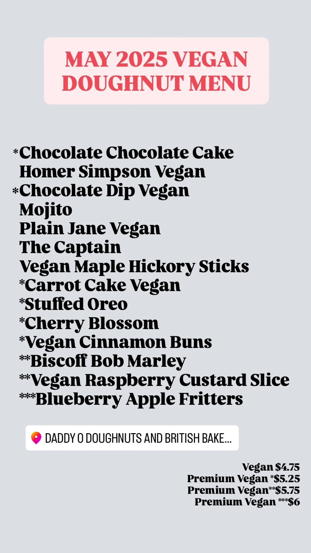 Veggie Menu