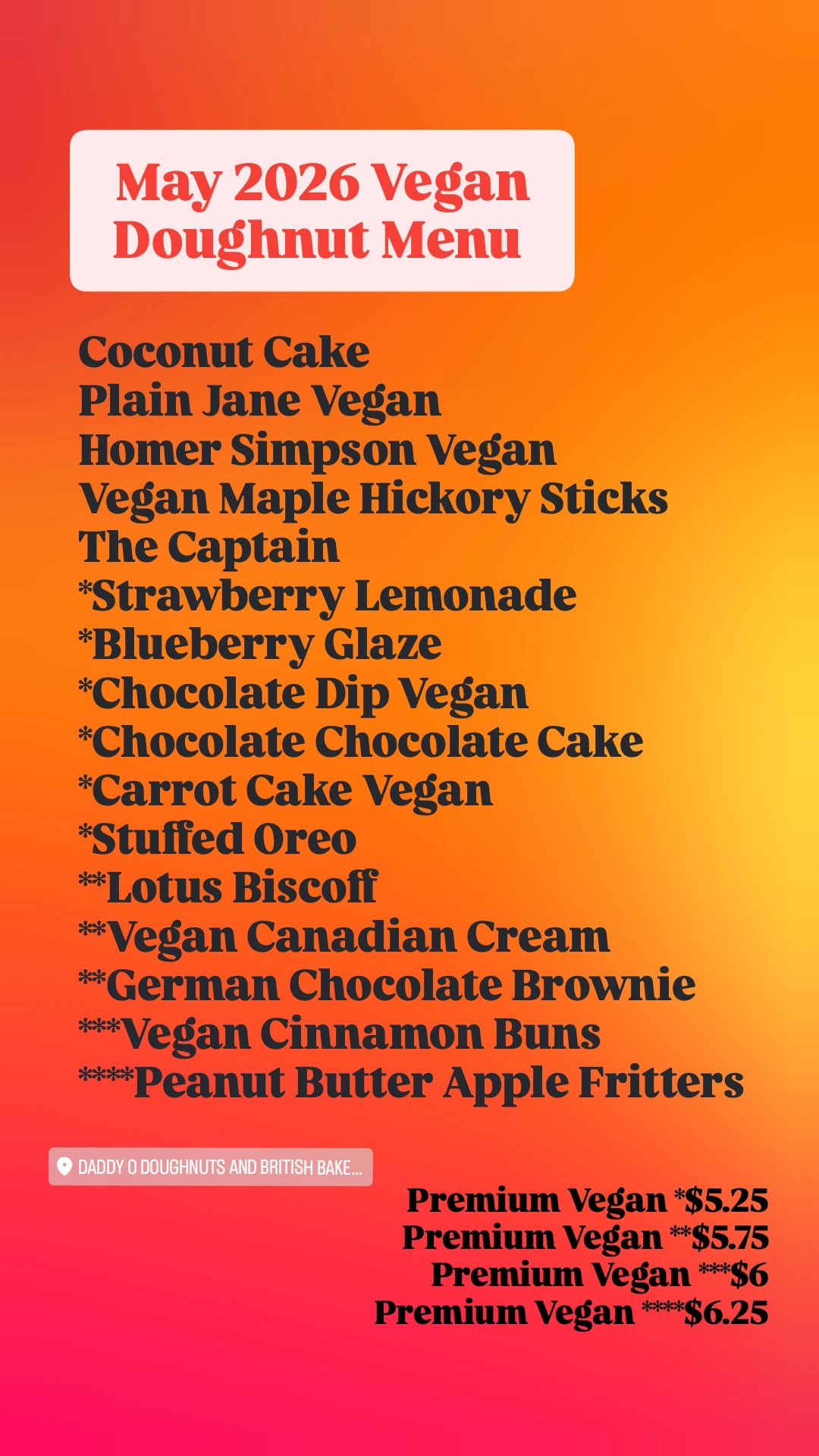 Veggie Menu
